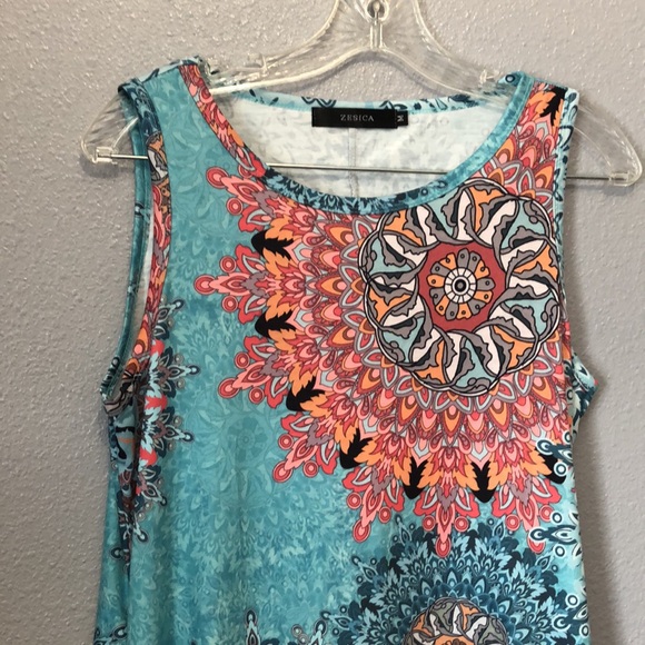 Zesica dress Women's M Medium sleeveless abstract medallion knit scoop neck EUC - Picture 4 of 10